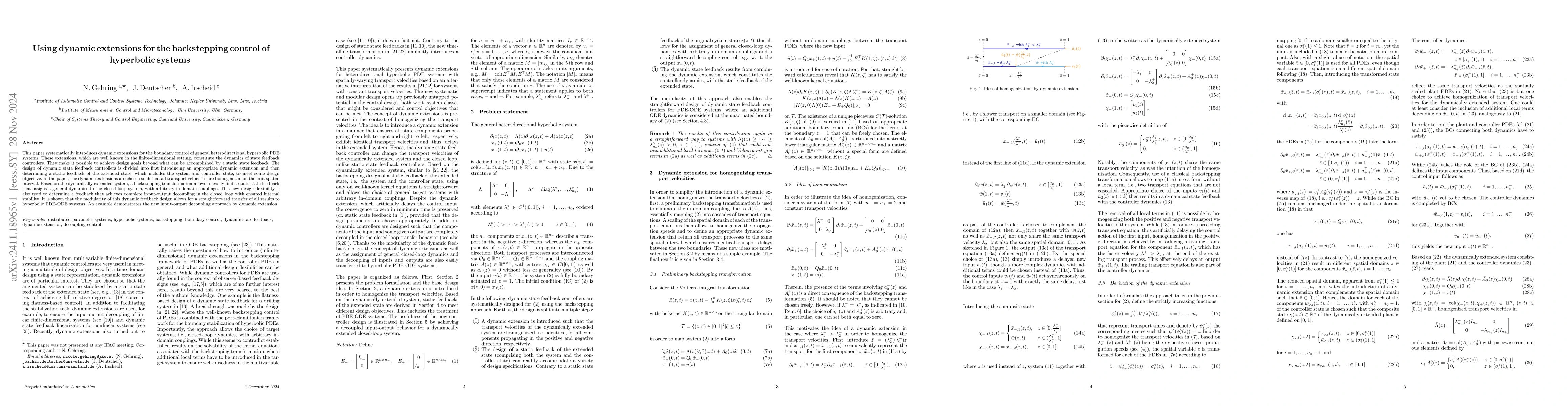 Thumbnail for Using dynamic extensions for the backstepping control of hyperbolic
  systems