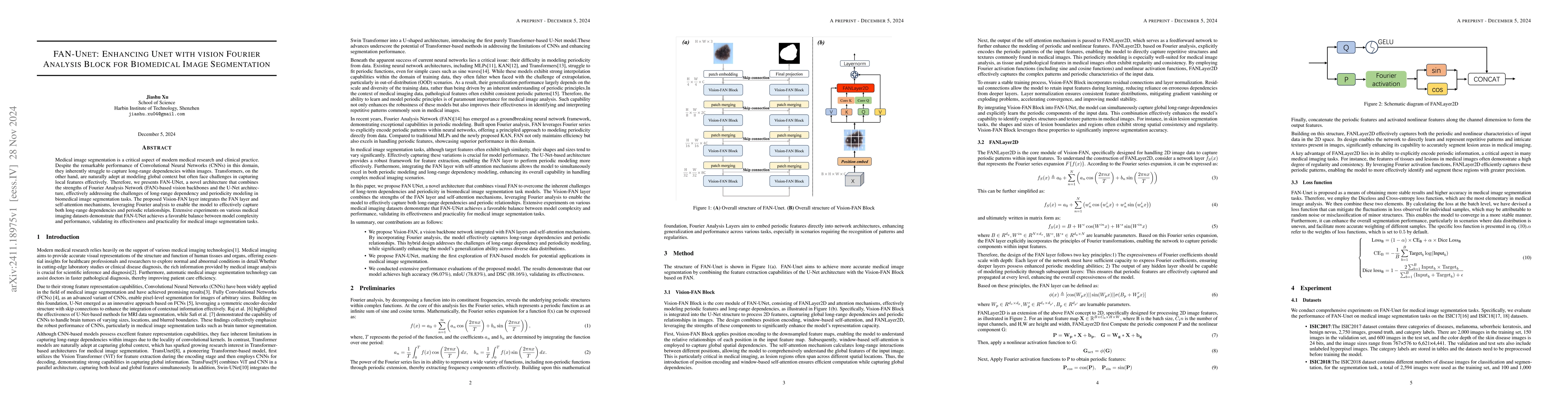 Thumbnail for FAN-Unet: Enhancing Unet with vision Fourier Analysis Block for
  Biomedical Image Segmentation