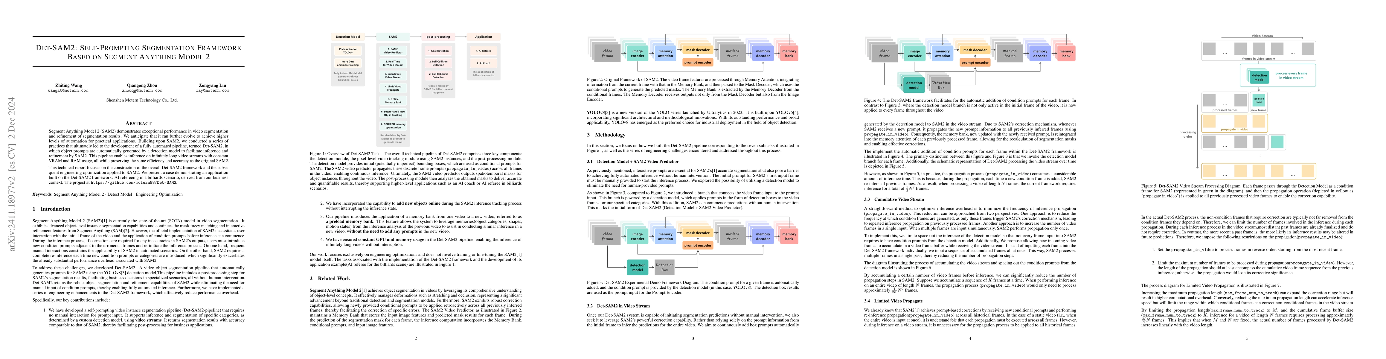 Thumbnail for Det-SAM2:Technical Report on the Self-Prompting Segmentation Framework
  Based on Segment Anything Model 2