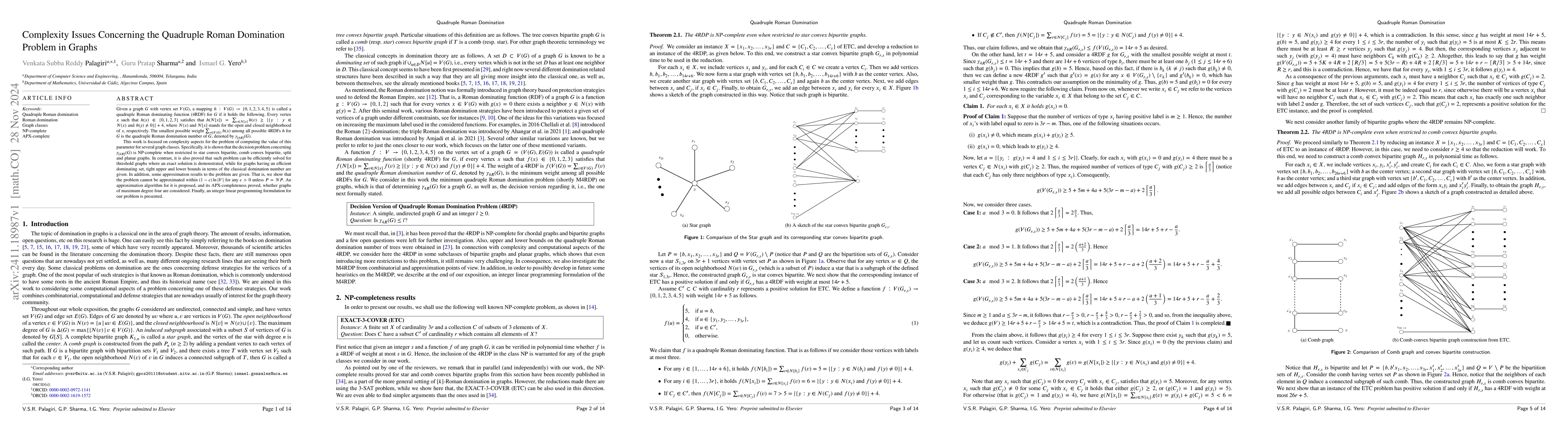 Thumbnail for Complexity Issues Concerning the Quadruple Roman Domination Problem in
  Graphs