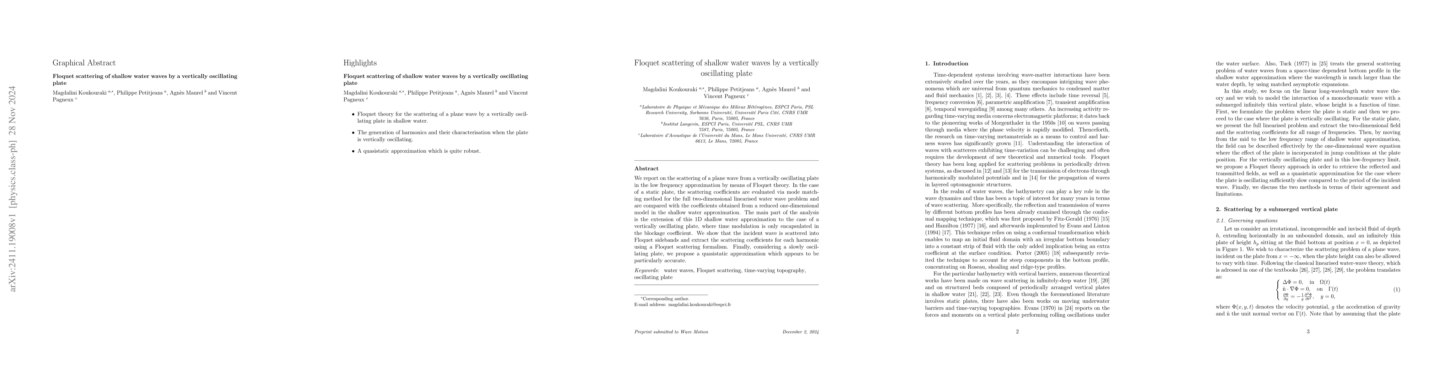 Thumbnail for Floquet scattering of shallow water waves by a vertically oscillating
  plate