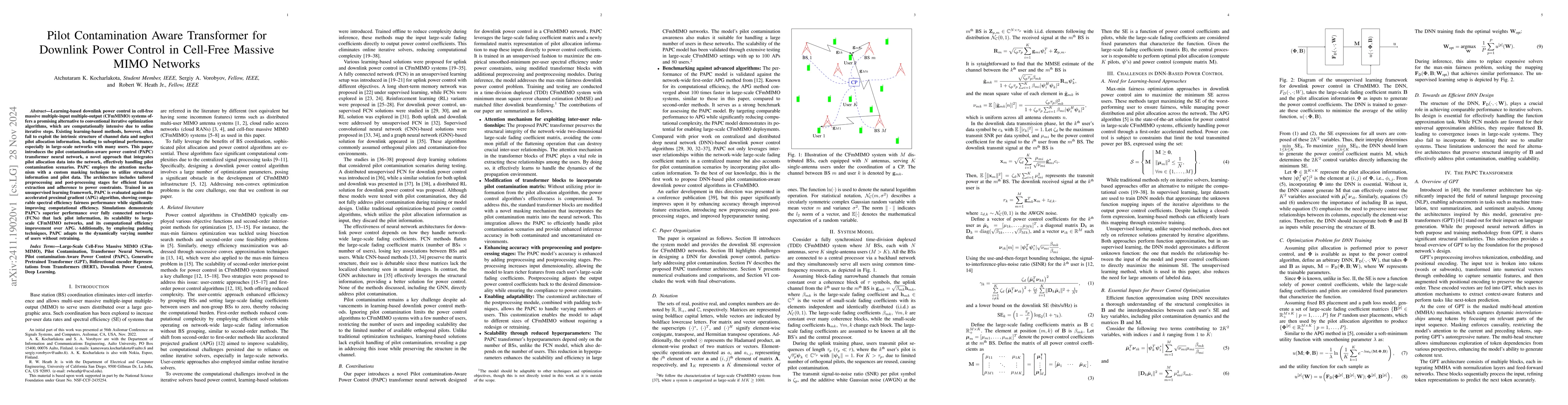 Thumbnail for Pilot Contamination Aware Transformer for Downlink Power Control in
  Cell-Free Massive MIMO Networks