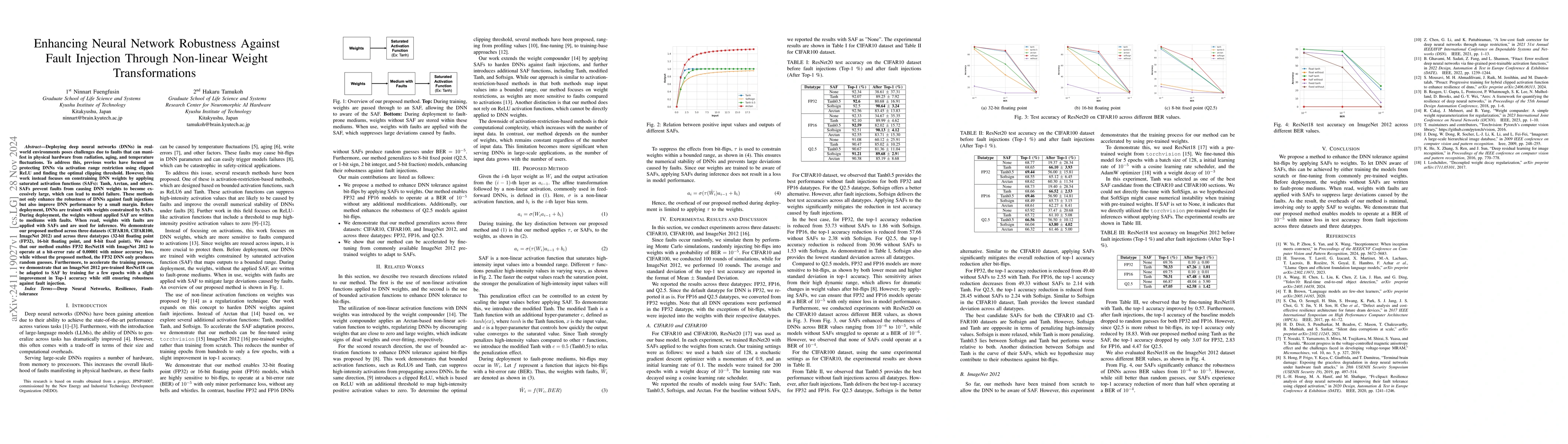 Thumbnail for Enhancing Neural Network Robustness Against Fault Injection Through
  Non-linear Weight Transformations