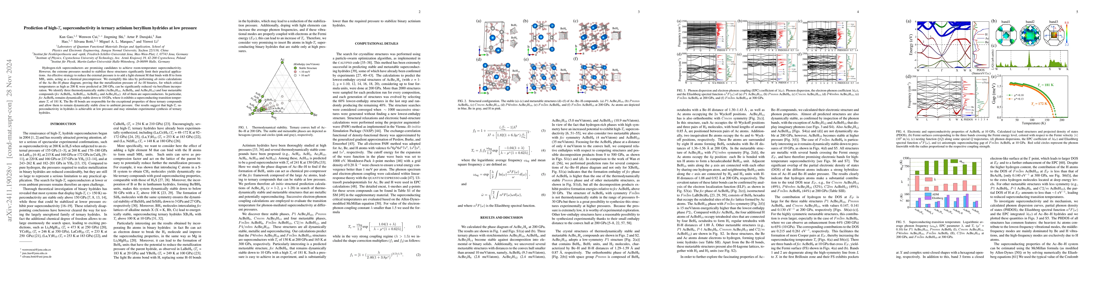 Thumbnail for Prediction of high-Tc superconductivity in ternary actinium beryllium
  hydrides at low pressure