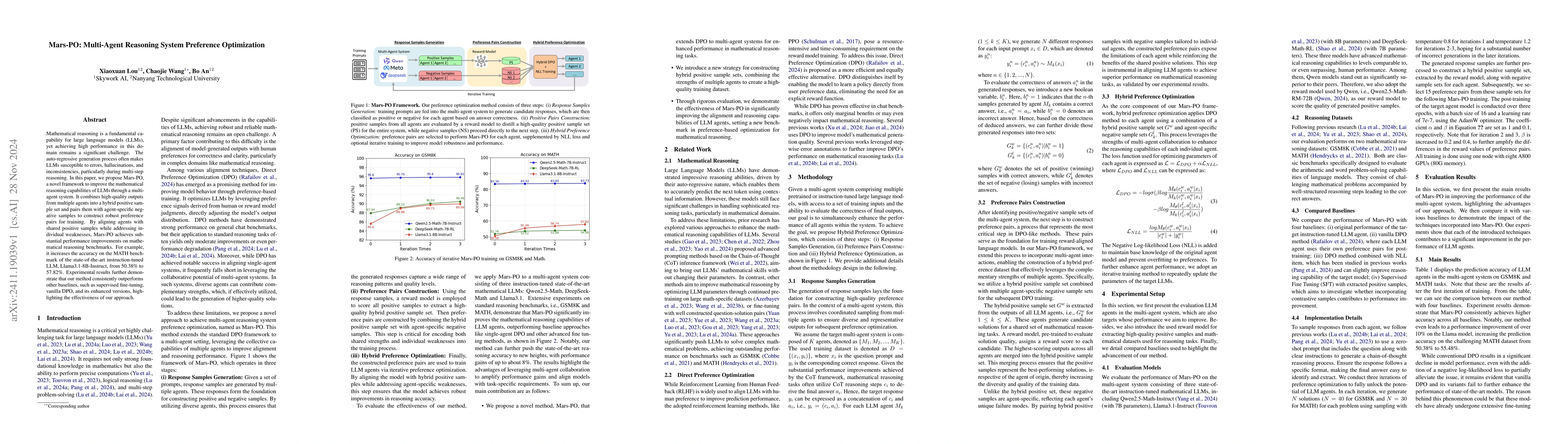 Thumbnail for Mars-PO: Multi-Agent Reasoning System Preference Optimization
