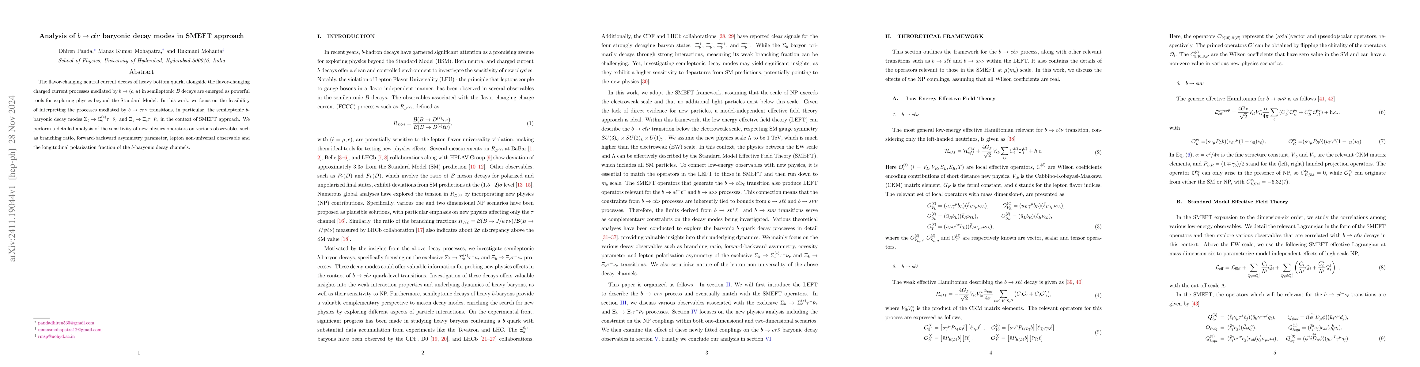 Thumbnail for Analysis of $b \to c \ell ν$ baryonic decay modes in SMEFT approach