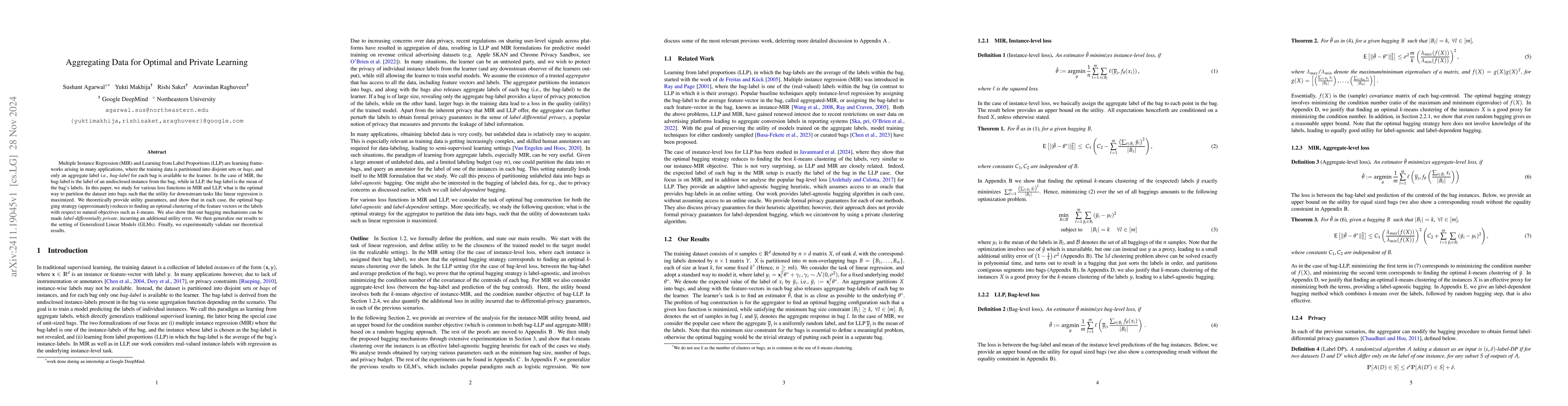 Thumbnail for Aggregating Data for Optimal and Private Learning