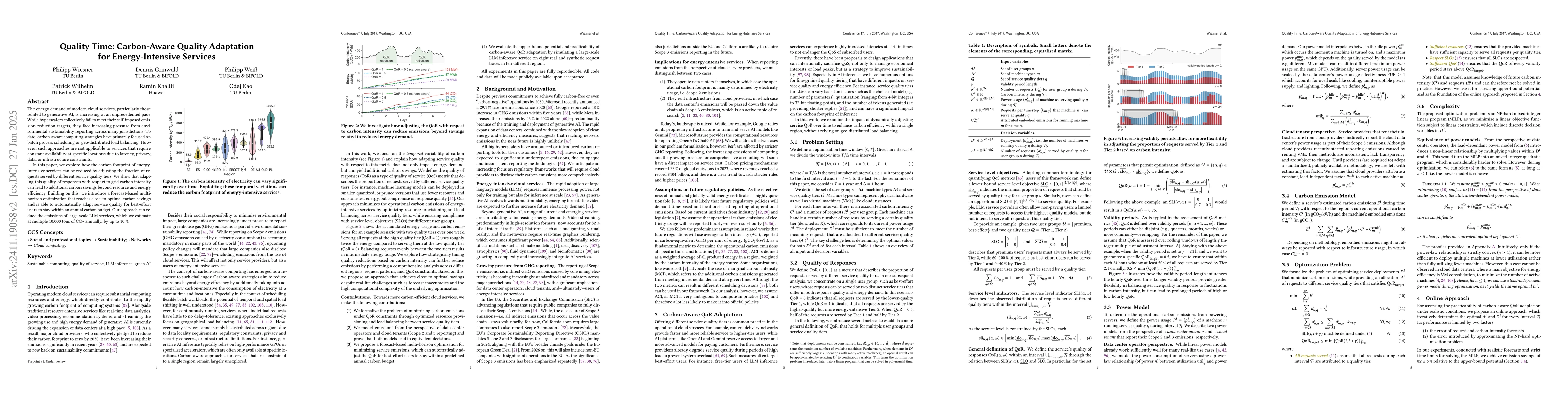 Thumbnail for Quality Time: Carbon-Aware Quality Adaptation for Energy-Intensive
  Services