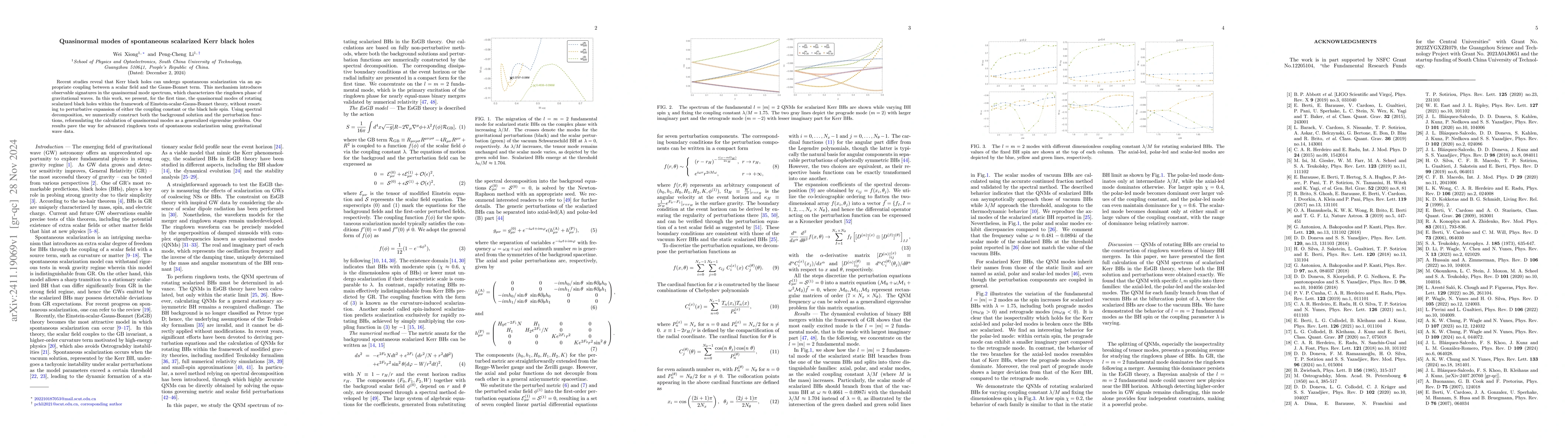 Thumbnail for Quasinormal modes of spontaneous scalarized Kerr black holes