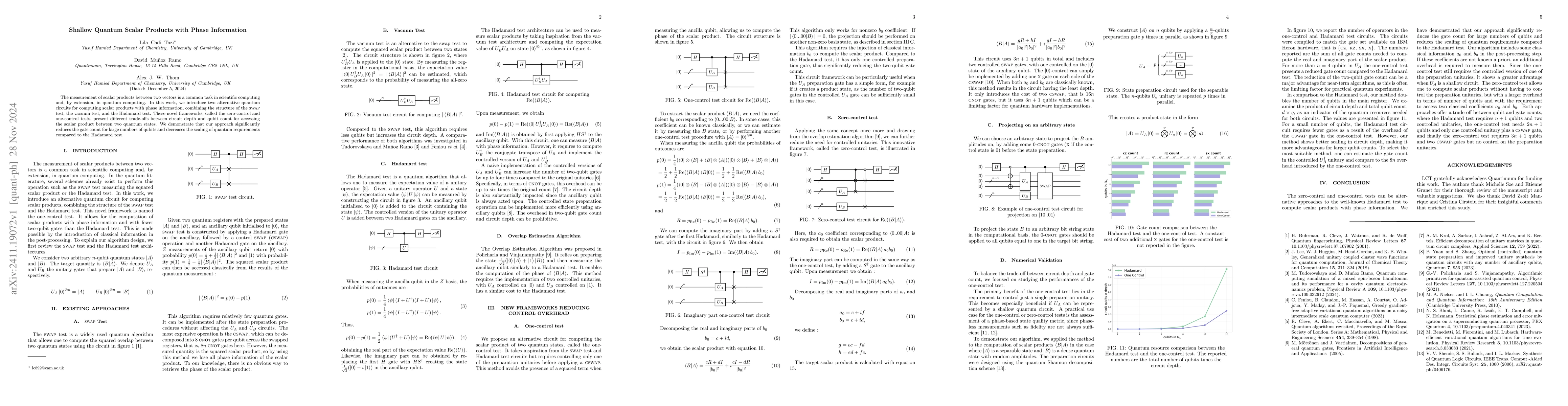 Thumbnail for Shallow Quantum Scalar Products with Phase Information
