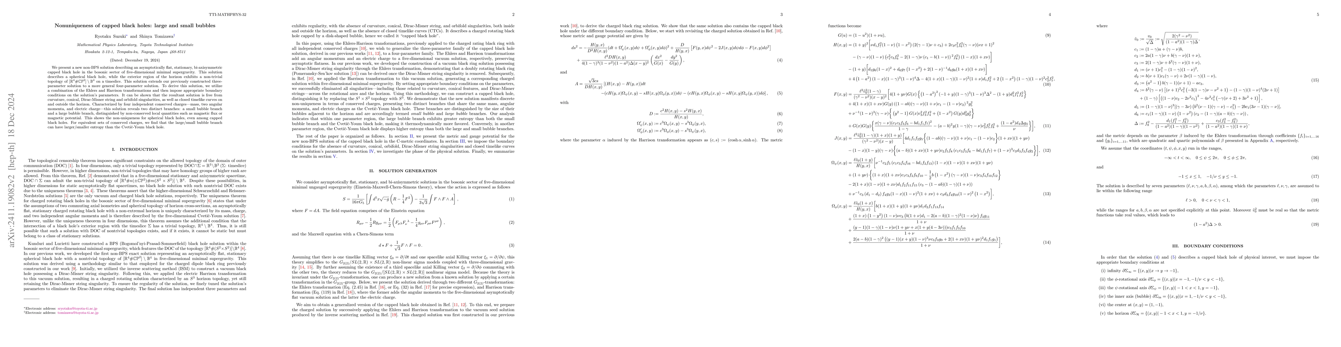Thumbnail for Nonuniqueness of capped black holes: large and small bubbles