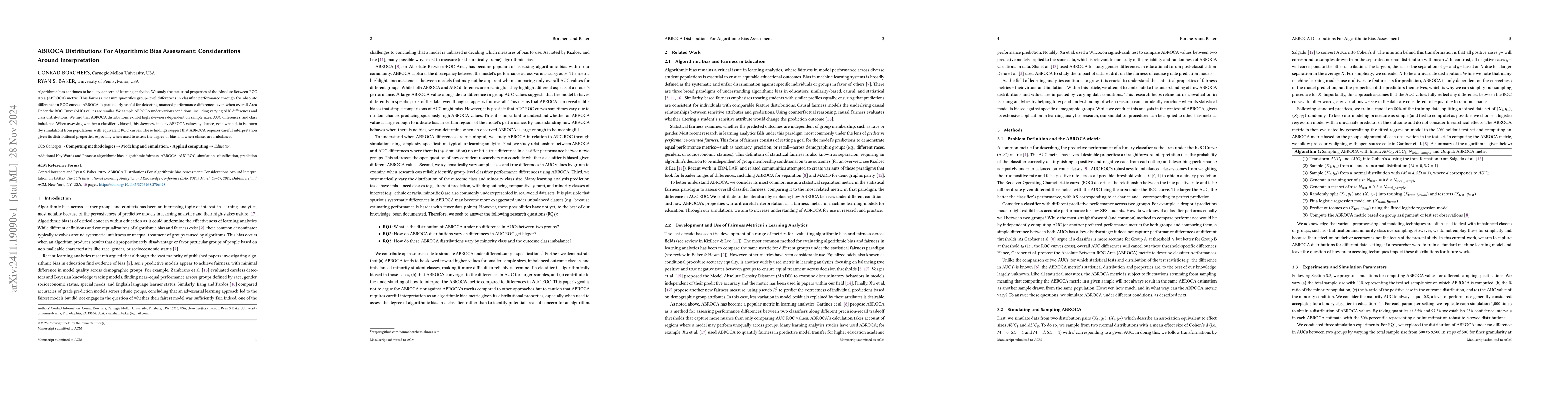 Thumbnail for ABROCA Distributions For Algorithmic Bias Assessment: Considerations
  Around Interpretation