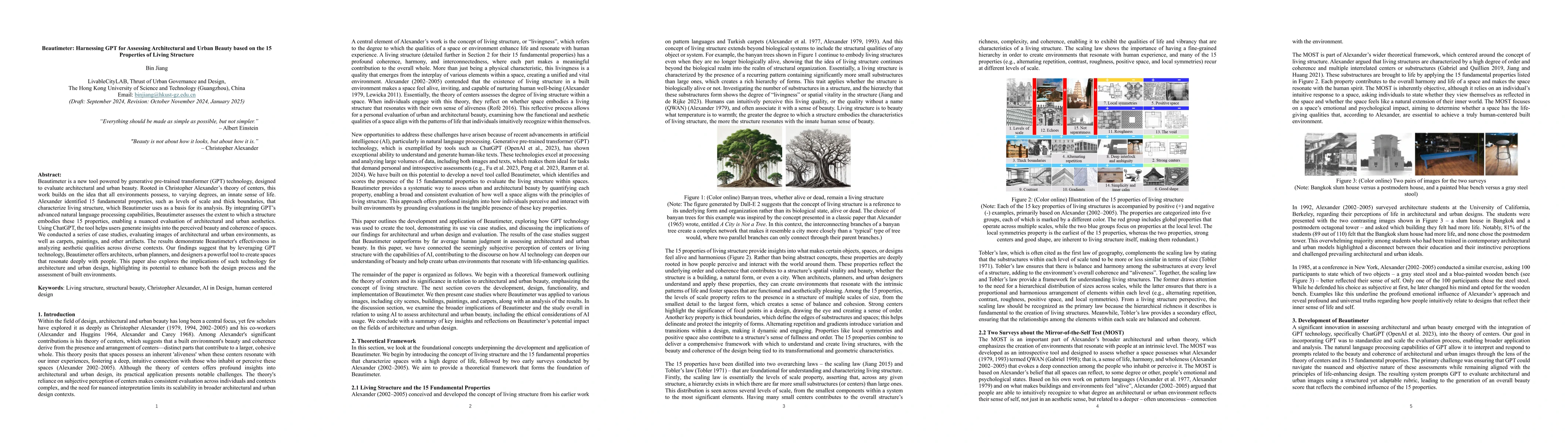 Thumbnail for Beautimeter: Harnessing GPT for Assessing Architectural and Urban Beauty
  based on the 15 Properties of Living Structure
