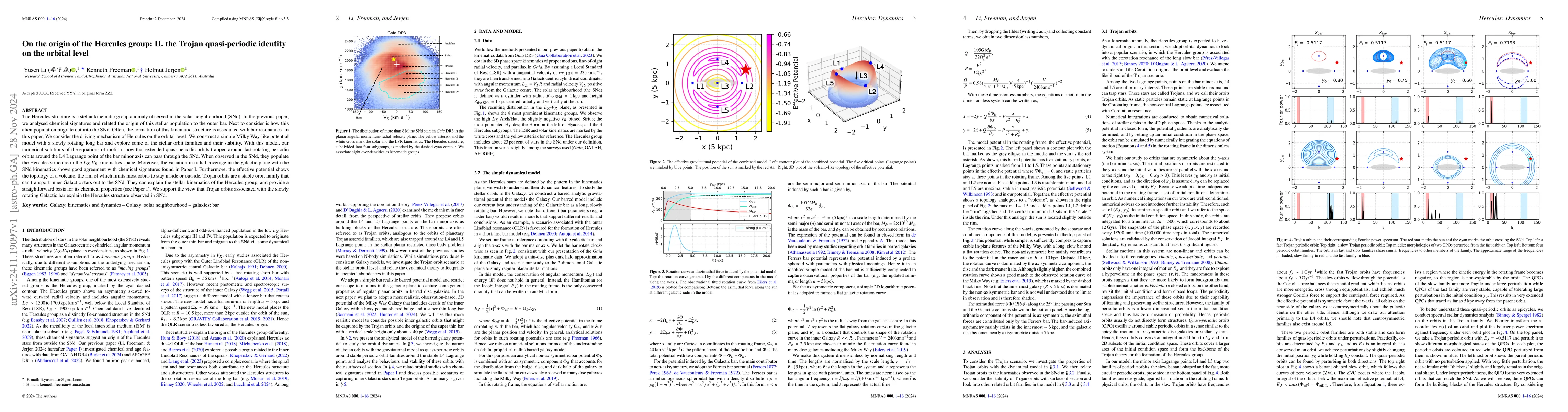 Thumbnail for On the origin of the Hercules group: II. the Trojan quasi-periodic
  identity on the orbital level