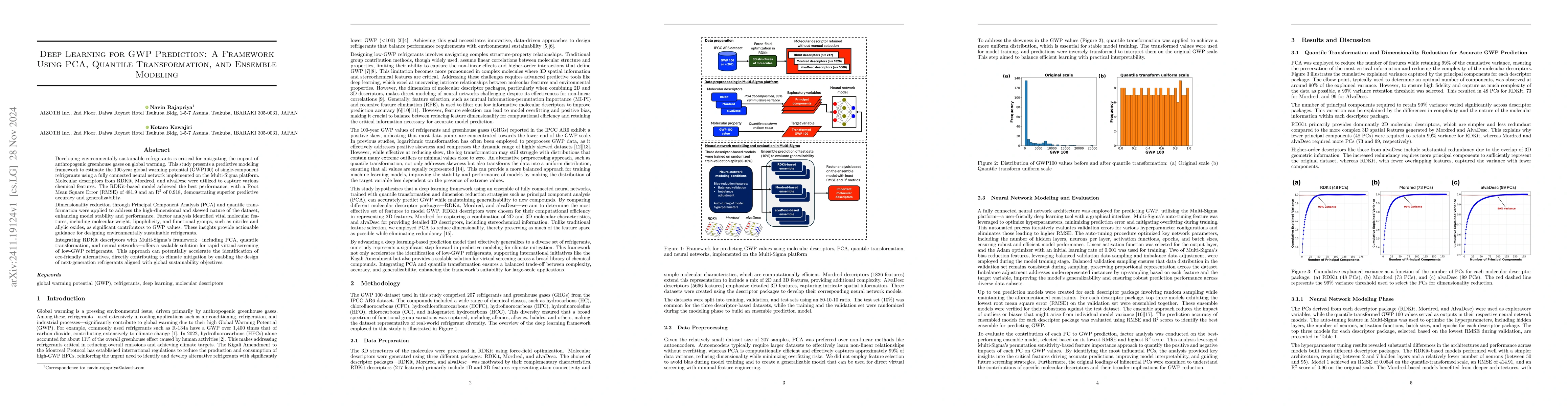 Thumbnail for Deep Learning for GWP Prediction: A Framework Using PCA, Quantile
  Transformation, and Ensemble Modeling