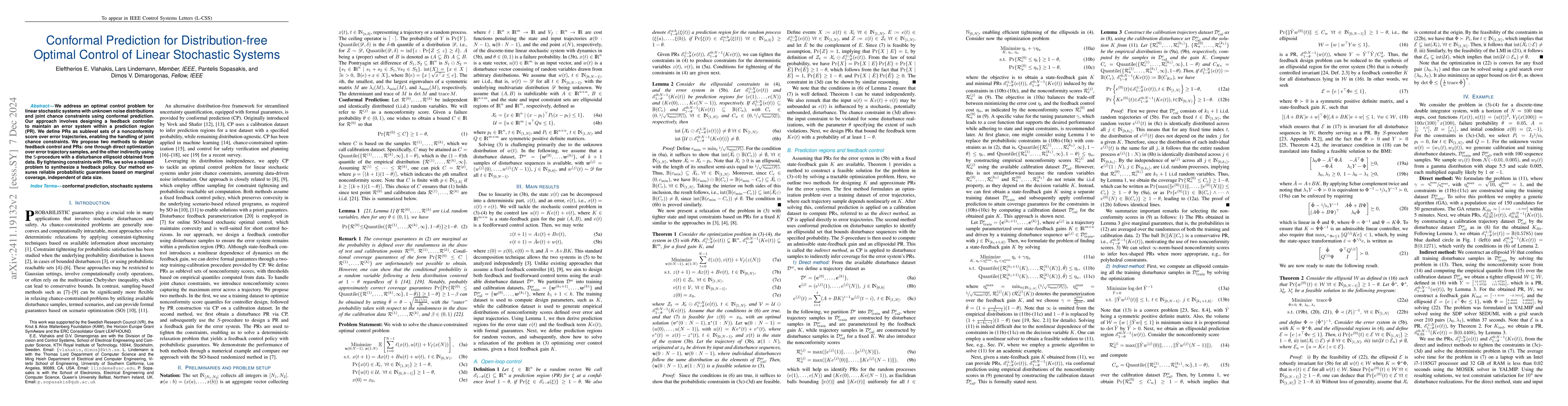 Thumbnail for Conformal Prediction for Distribution-free Optimal Control of Linear
  Stochastic Systems