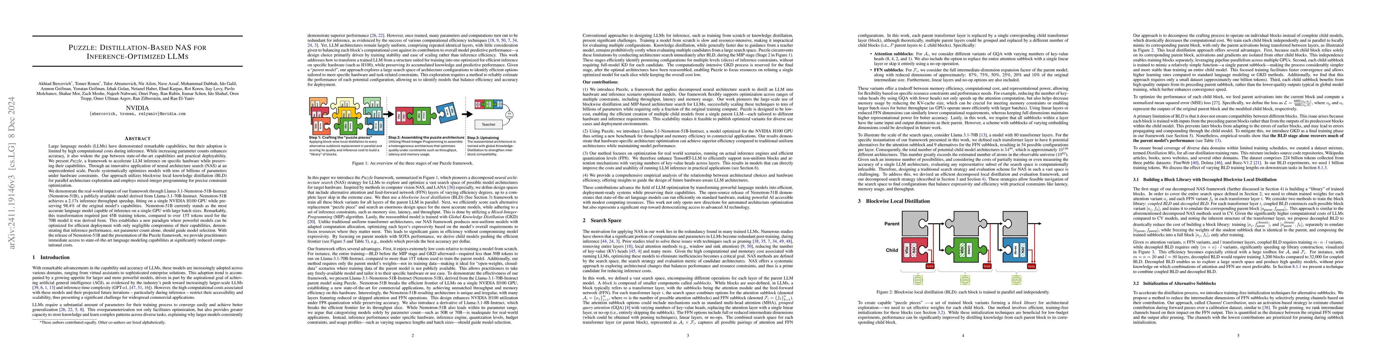 Thumbnail for Puzzle: Distillation-Based NAS for Inference-Optimized LLMs