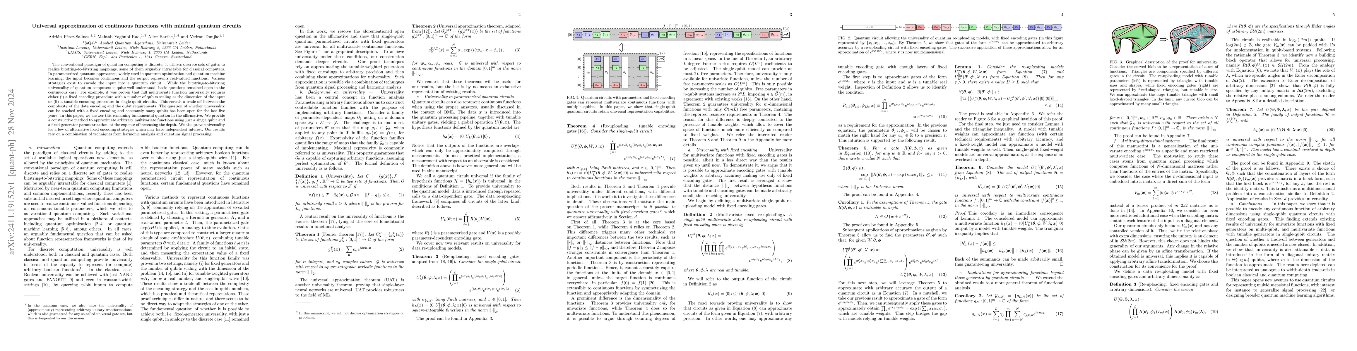 Thumbnail for Universal approximation of continuous functions with minimal quantum
  circuits