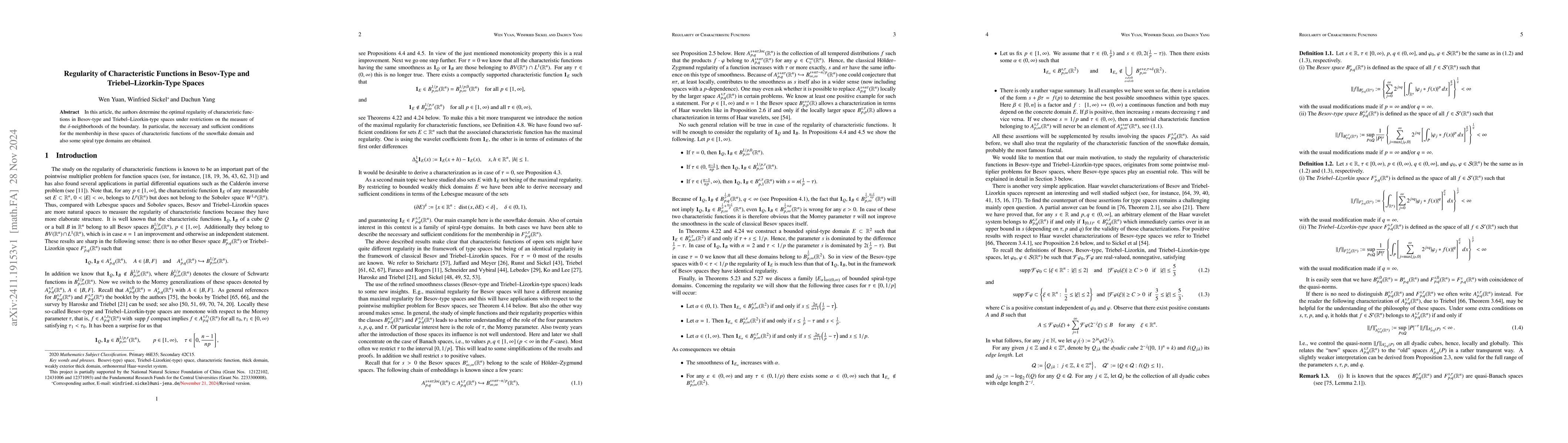 Thumbnail for Regularity of Characteristic Functions in Besov-Type and
  Triebel--Lizorkin-Type Spaces