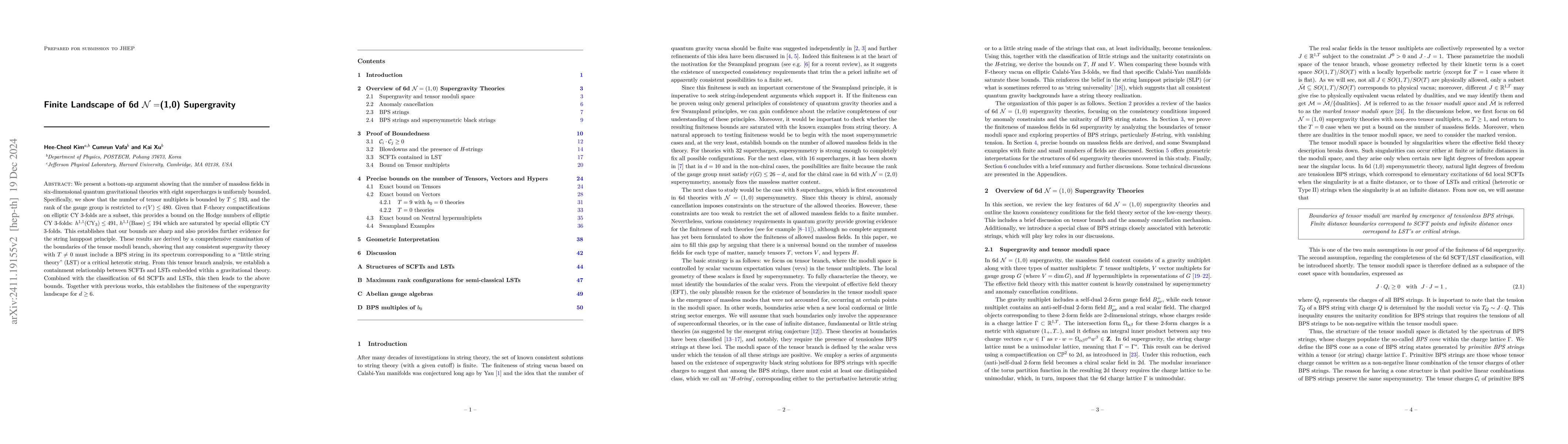 Thumbnail for Finite Landscape of 6d N=(1,0) Supergravity