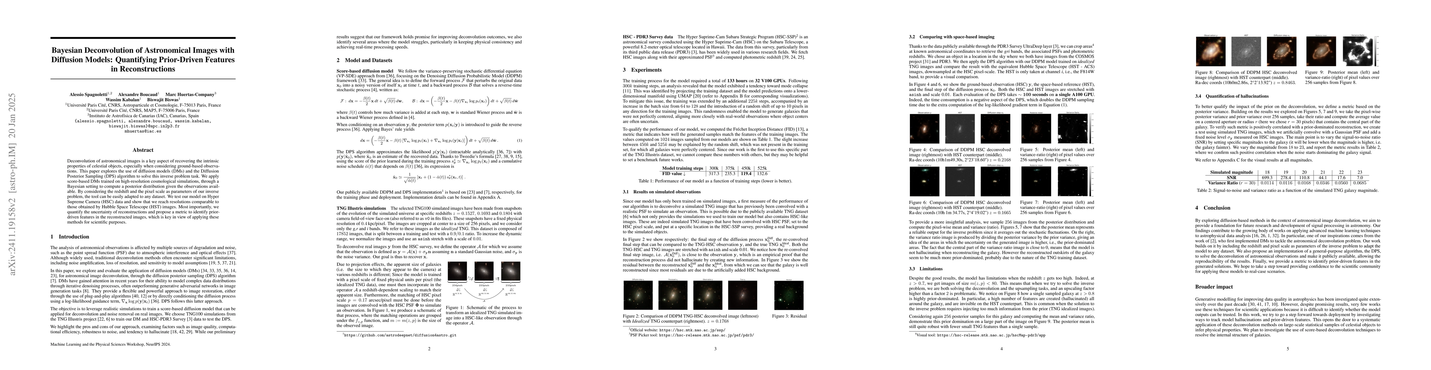 Thumbnail for Bayesian Deconvolution of Astronomical Images with Diffusion Models:
  Quantifying Prior-Driven Features in Reconstructions
