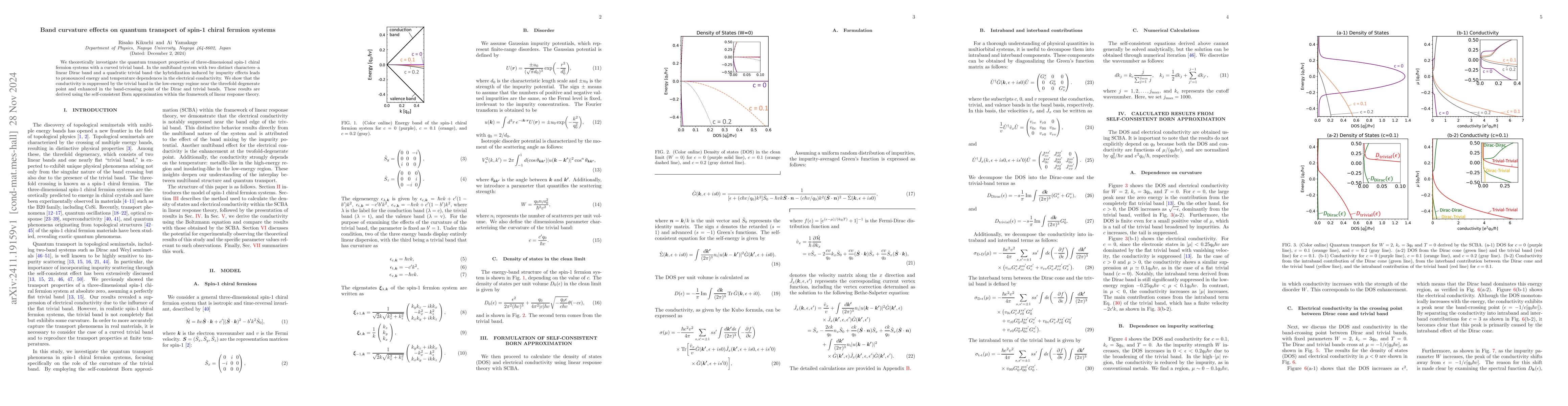 Thumbnail for Band Curvature Effects on Quantum Transport of Spin-1 Chiral Fermion
  Systems