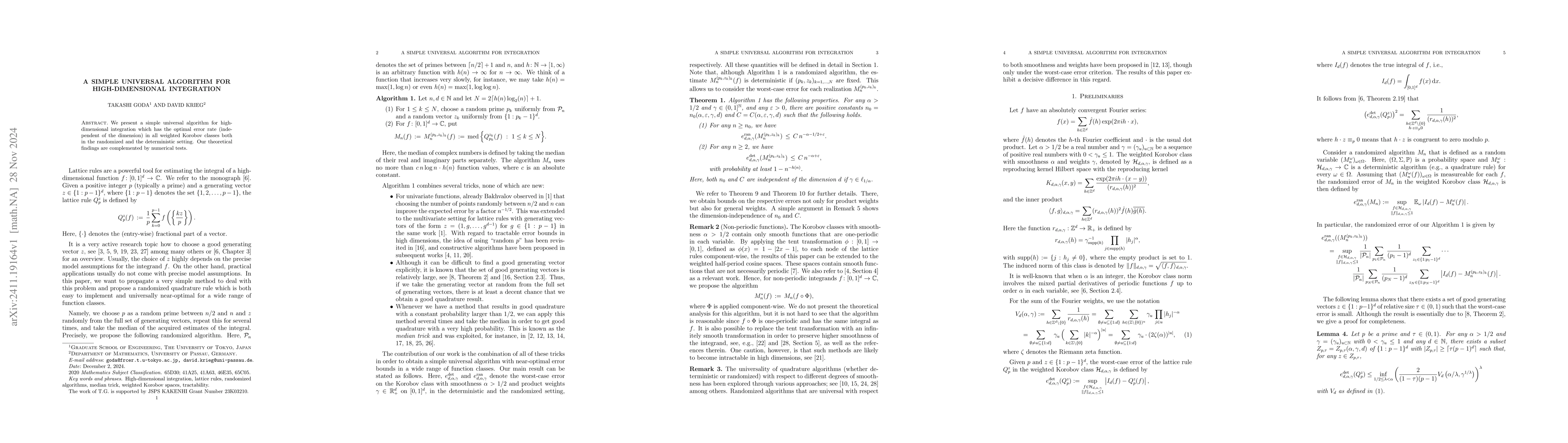 Thumbnail for A simple universal algorithm for high-dimensional integration