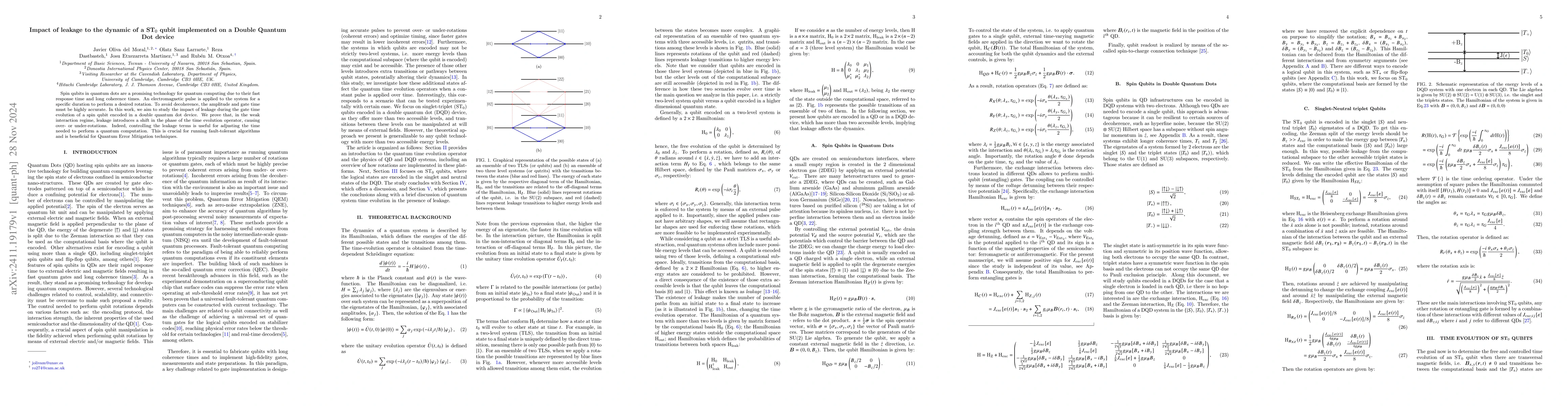 Thumbnail for Impact of leakage to the dynamic of a ST$_0$ qubit implemented on a
  Double Quantum Dot device