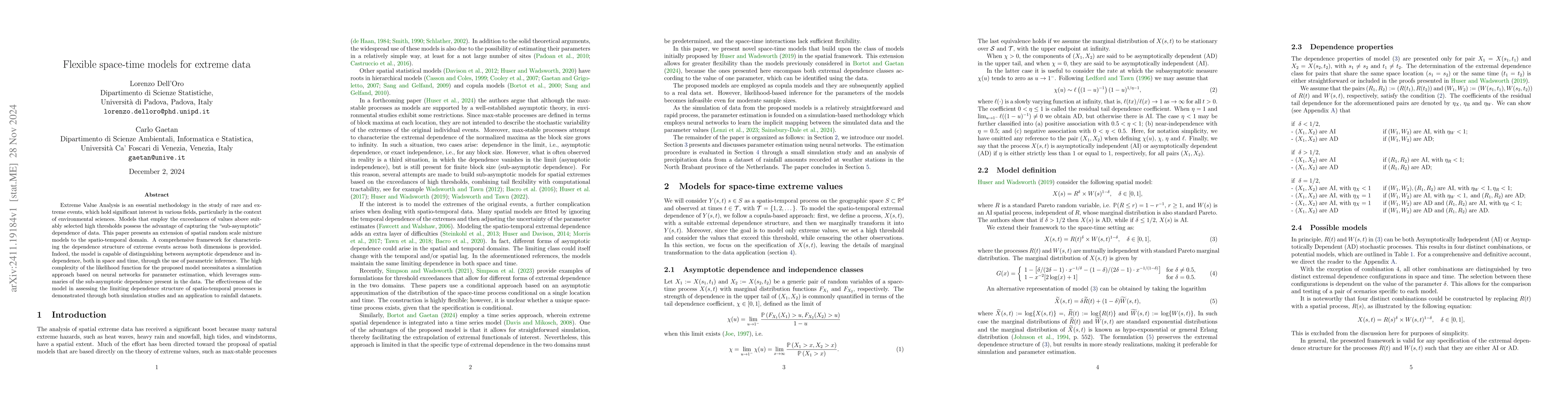 Thumbnail for Flexible space-time models for extreme data