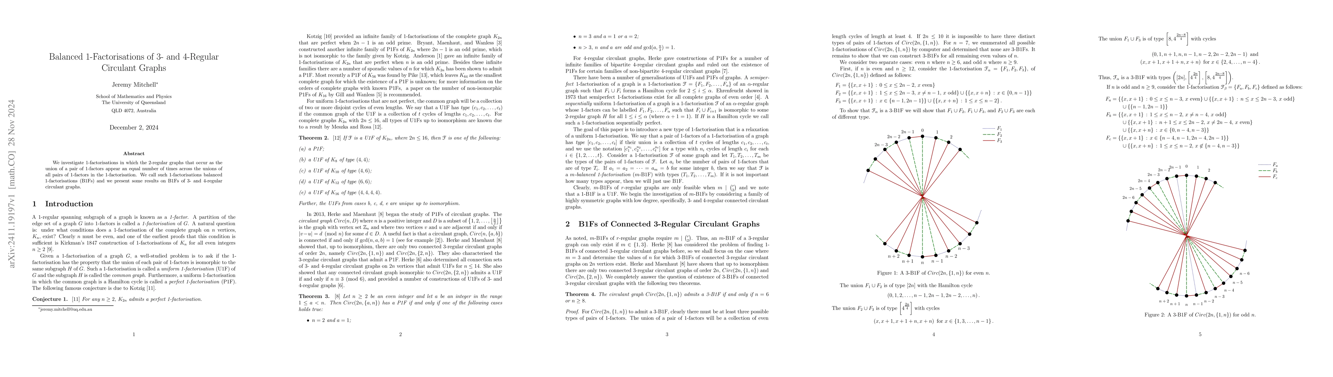Thumbnail for Balanced 1-Factorisations of 3- and 4-Regular Circulant Graphs