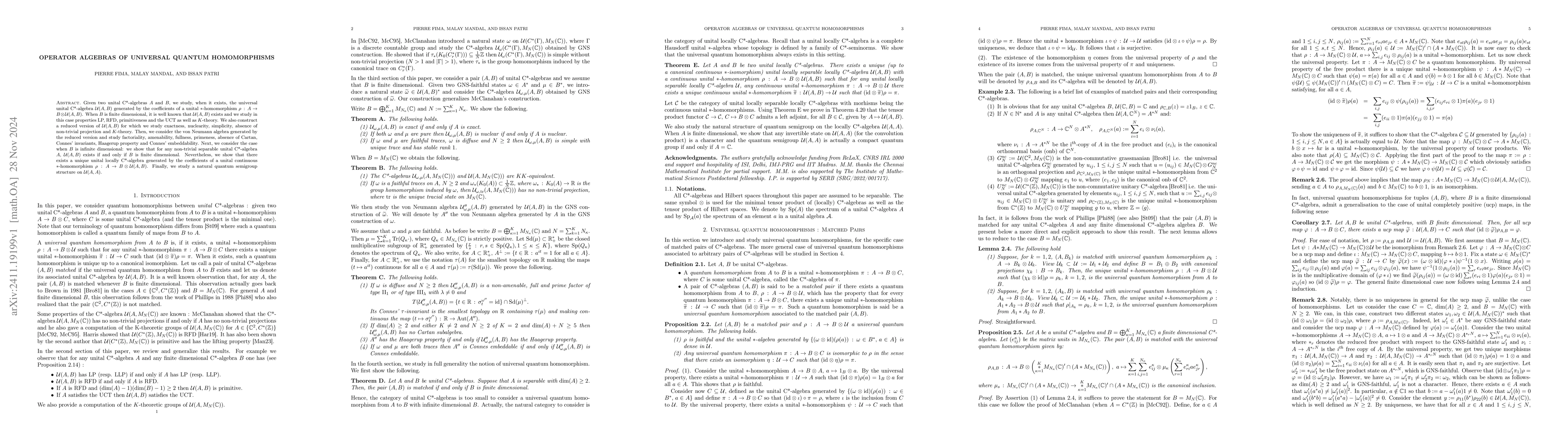 Thumbnail for Operator Algebras of Universal Quantum Homomorphisms