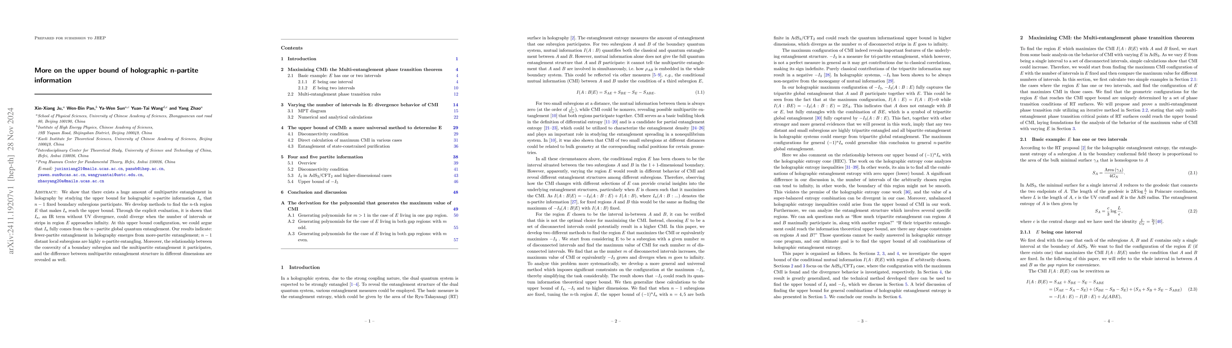 Thumbnail for More on the upper bound of holographic n-partite information