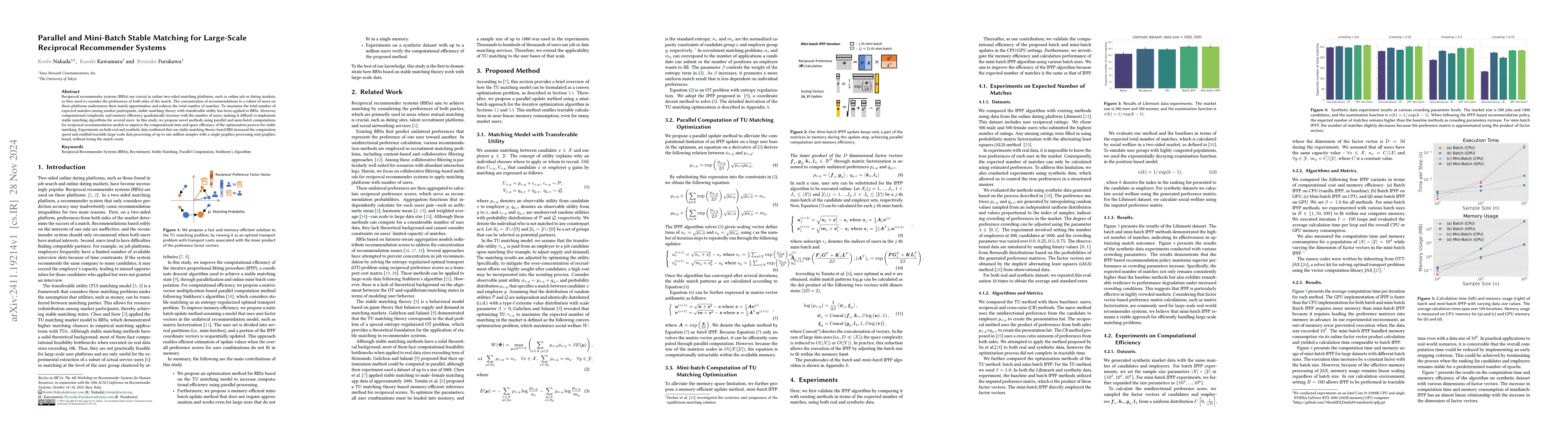 Thumbnail for Parallel and Mini-Batch Stable Matching for Large-Scale Reciprocal
  Recommender Systems