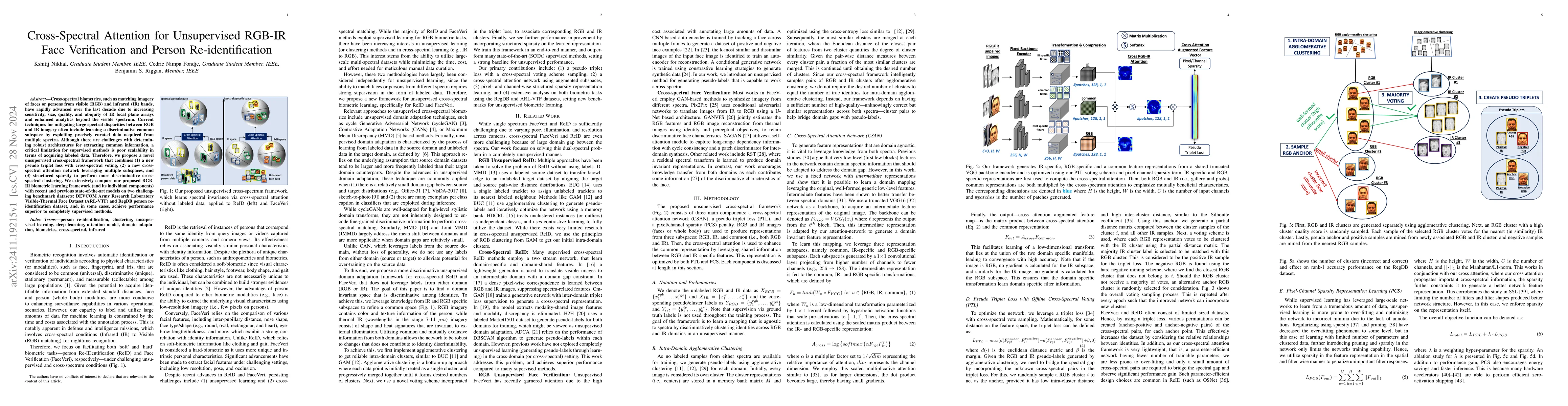 Thumbnail for Cross-Spectral Attention for Unsupervised RGB-IR Face Verification and
  Person Re-identification