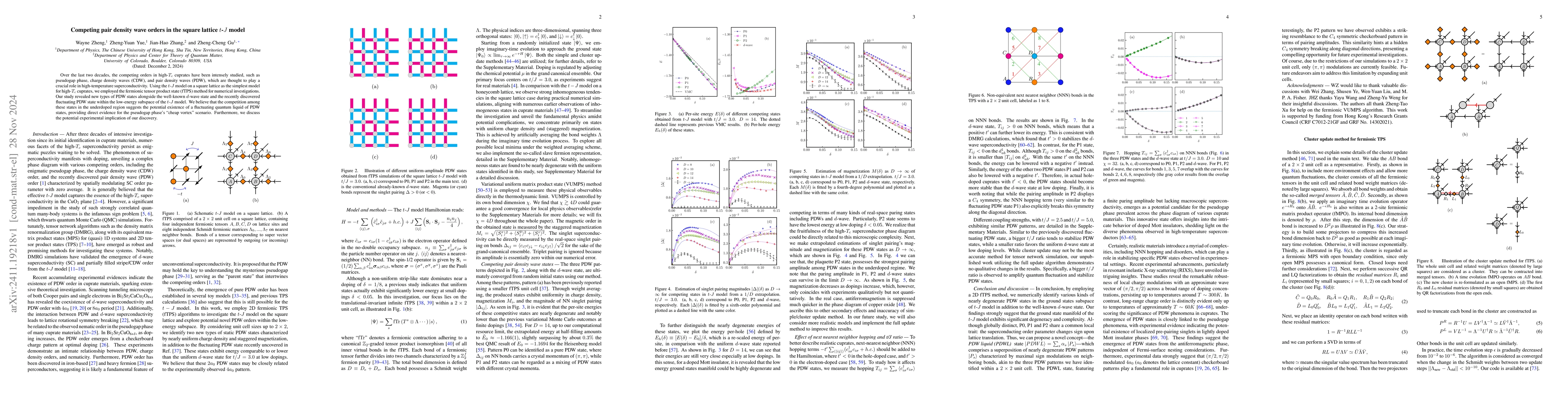 Thumbnail for Competing pair density wave orders in the square lattice $t$-$J$ model