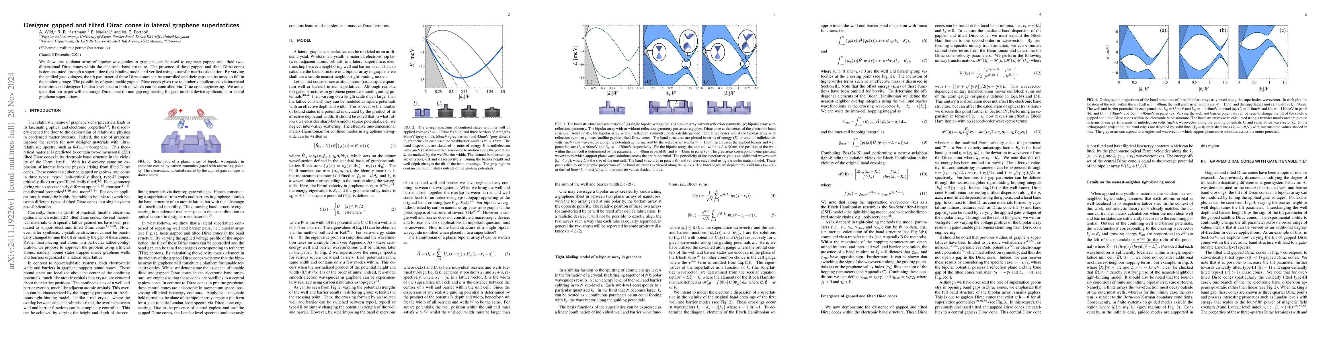 Thumbnail for Designer gapped and tilted Dirac cones in lateral graphene superlattices