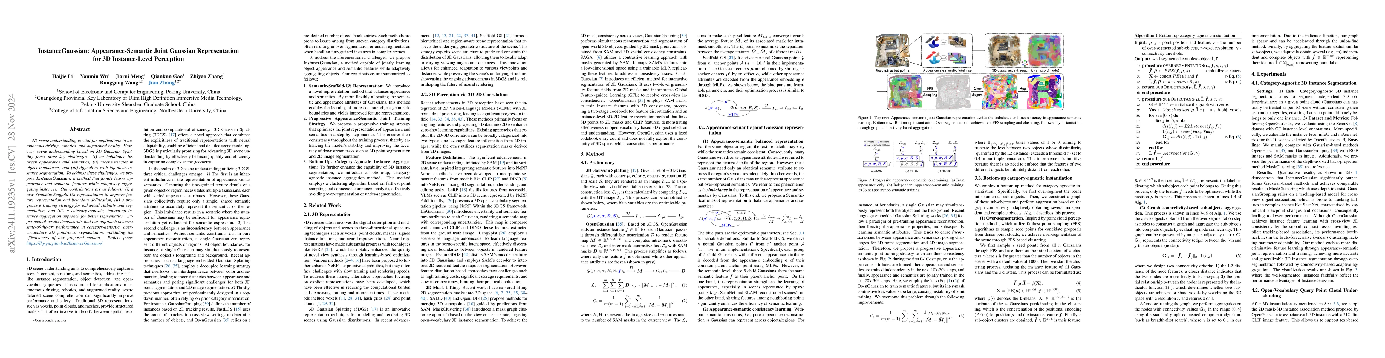 Thumbnail for InstanceGaussian: Appearance-Semantic Joint Gaussian Representation for
  3D Instance-Level Perception