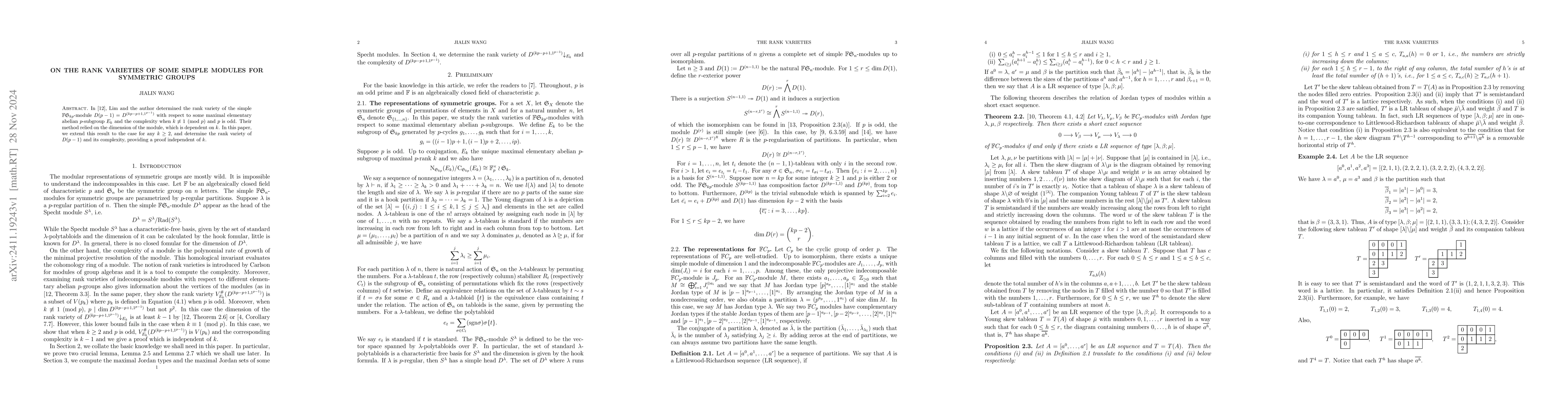 Thumbnail for On the rank varieties of some simple modules for symmetric groups