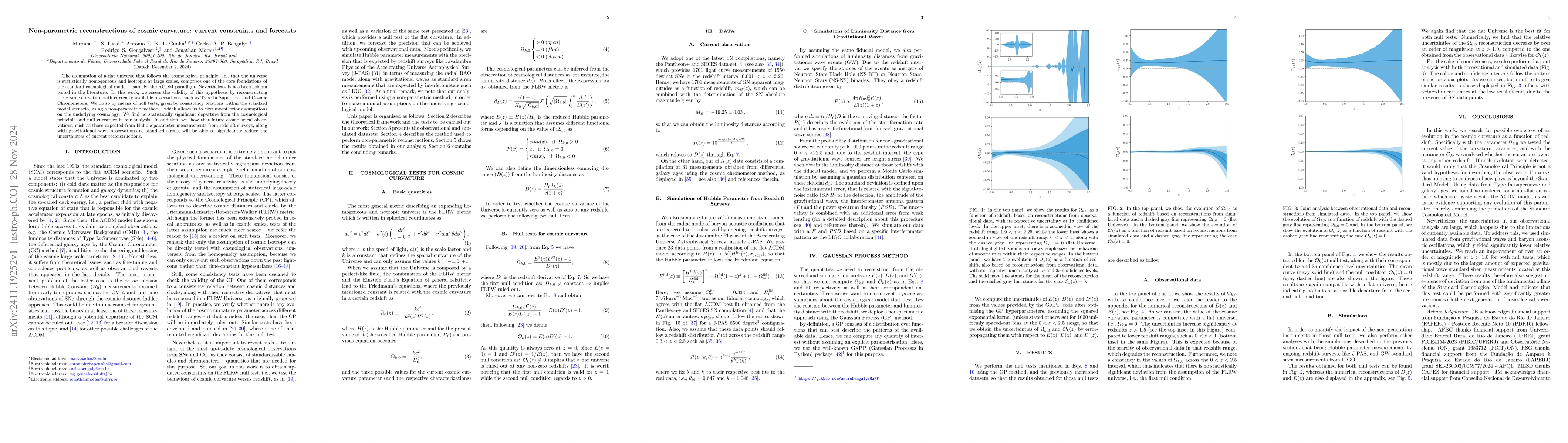 Thumbnail for Non-parametric reconstructions of cosmic curvature: current constraints
  and forecasts