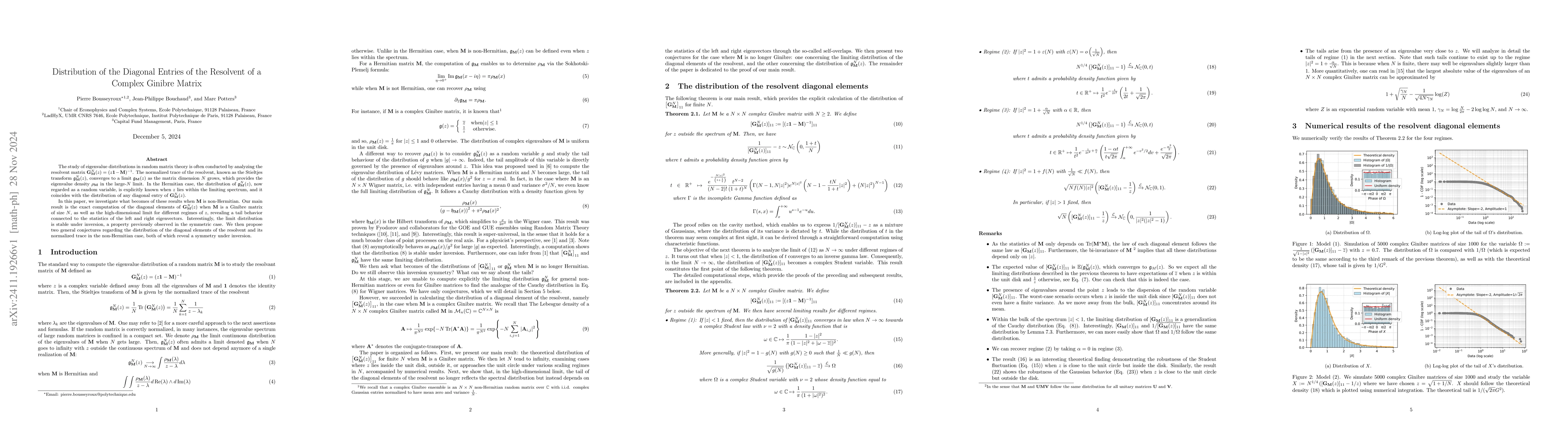 Thumbnail for Distribution of the Diagonal Entries of the Resolvent of a Complex
  Ginibre Matrix