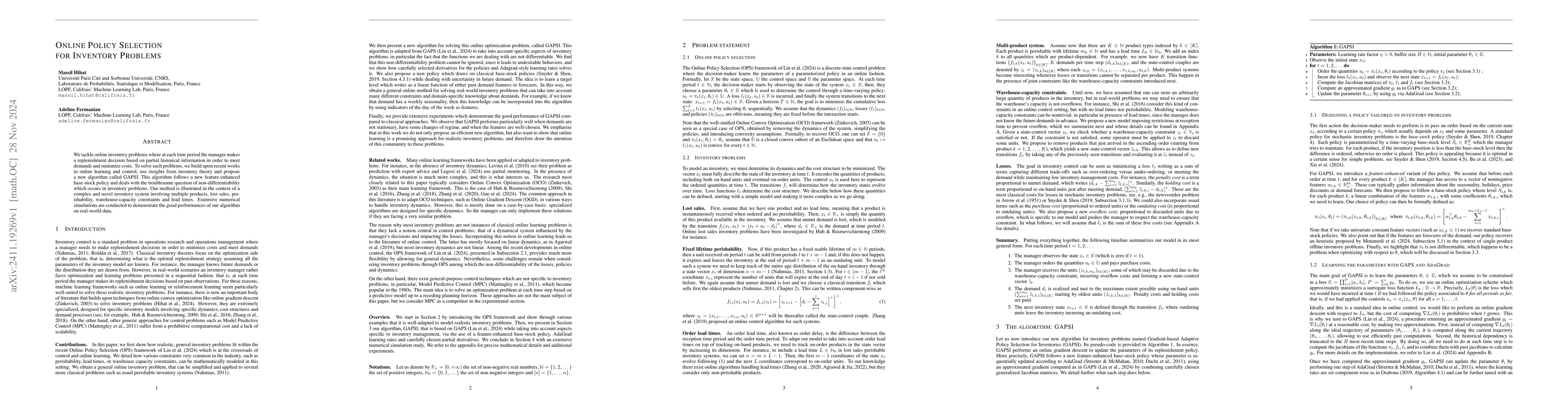 Thumbnail for Online Policy Selection for Inventory Problems