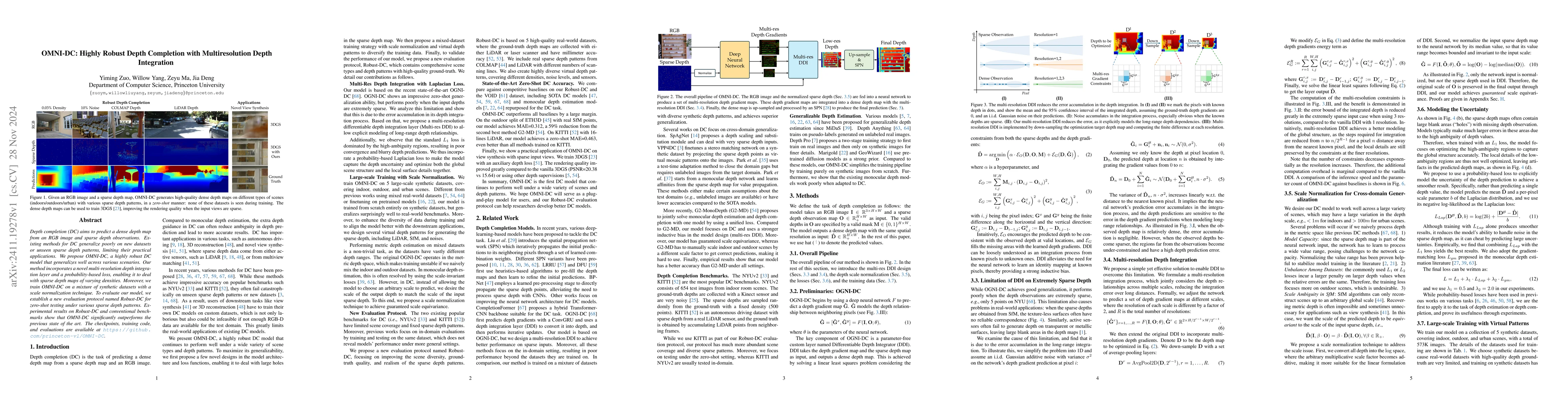 Thumbnail for OMNI-DC: Highly Robust Depth Completion with Multiresolution Depth
  Integration