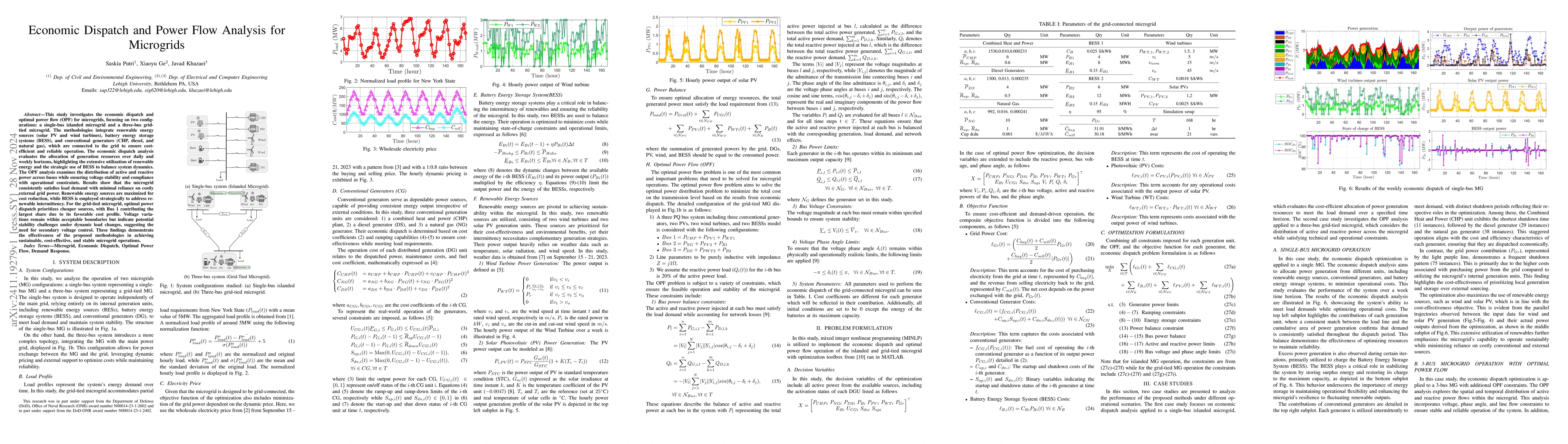 Thumbnail for Economic Dispatch and Power Flow Analysis for Microgrids