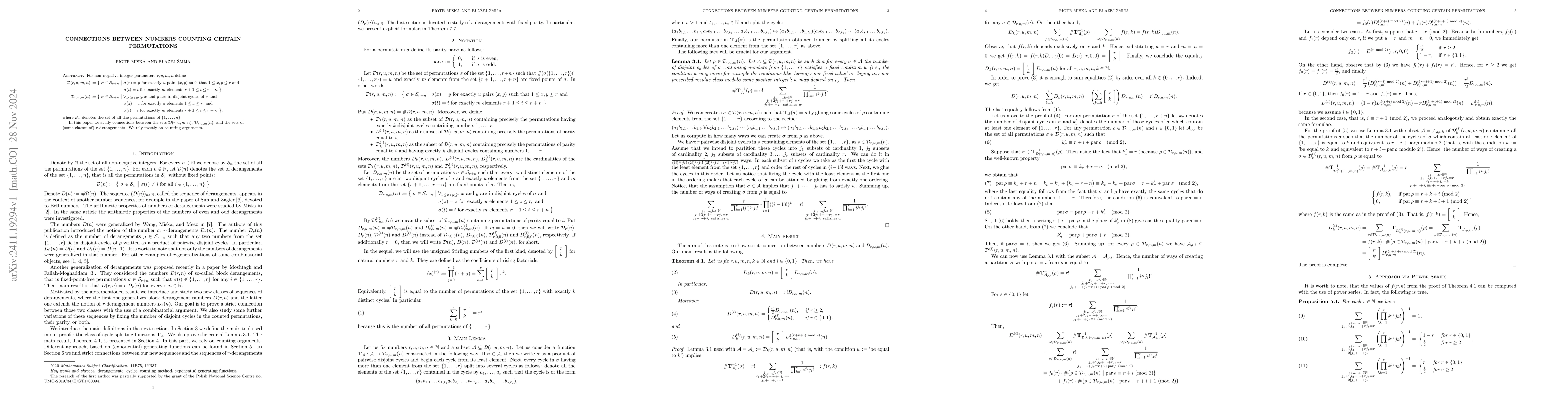 Thumbnail for Connections between numbers counting certain permutations