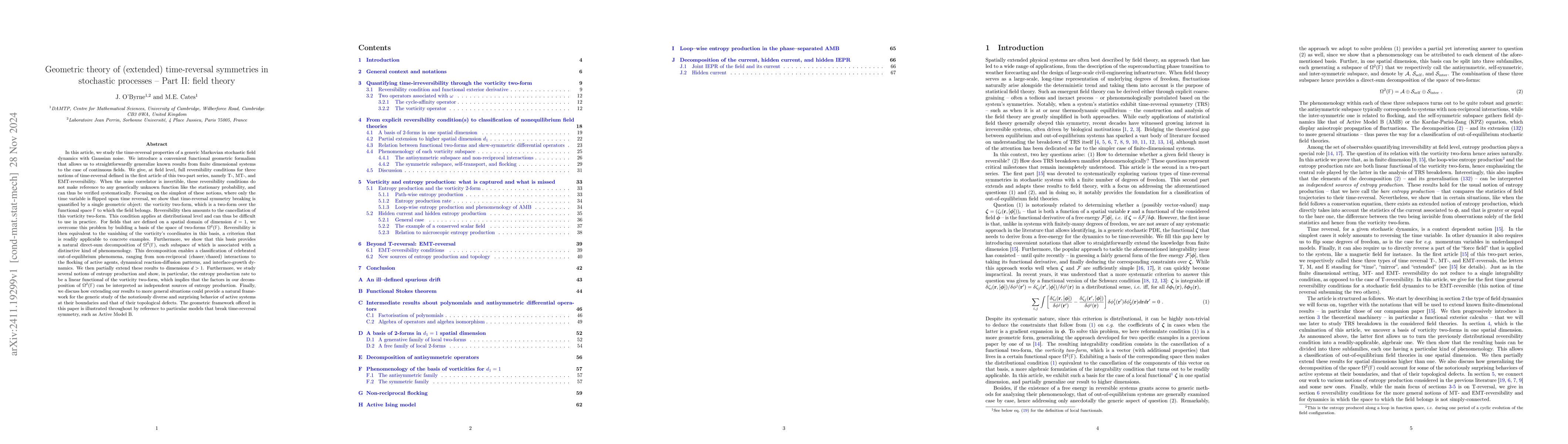 Thumbnail for Geometric theory of (extended) time-reversal symmetries in stochastic
  processes -- Part II: field theory