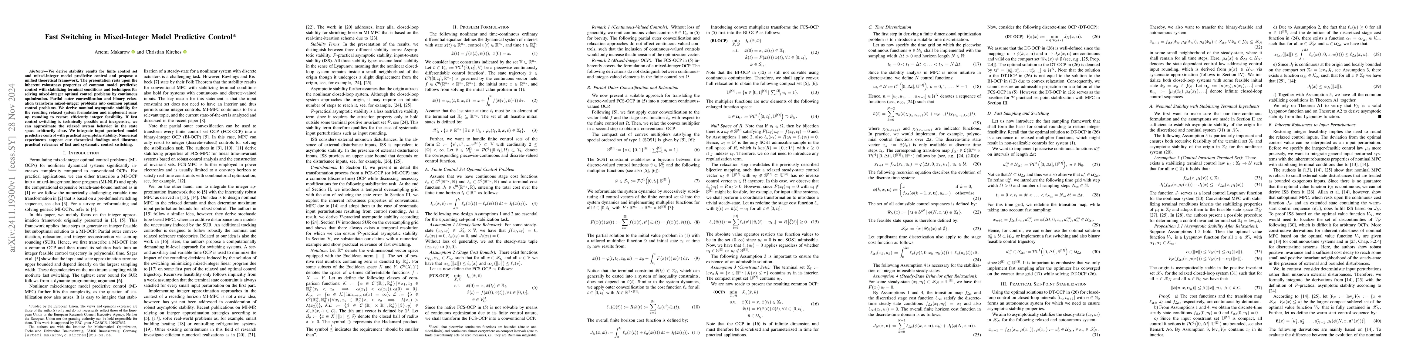 Thumbnail for Fast Switching in Mixed-Integer Model Predictive Control