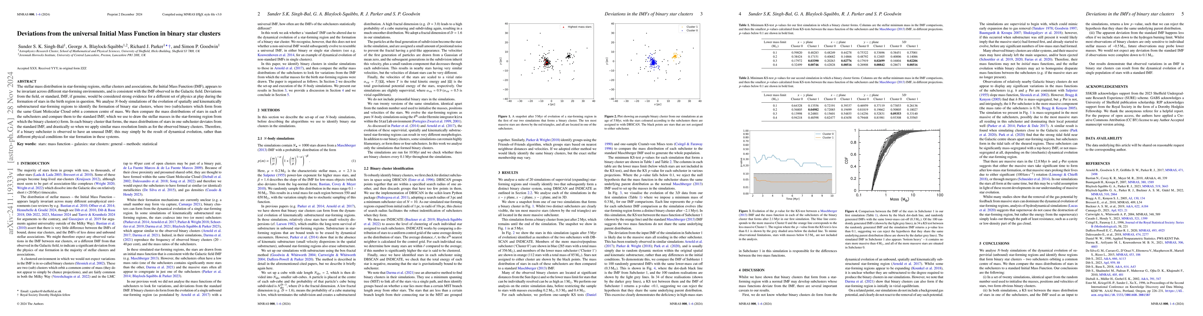 Thumbnail for Deviations from the universal Initial Mass Function in binary star
  clusters