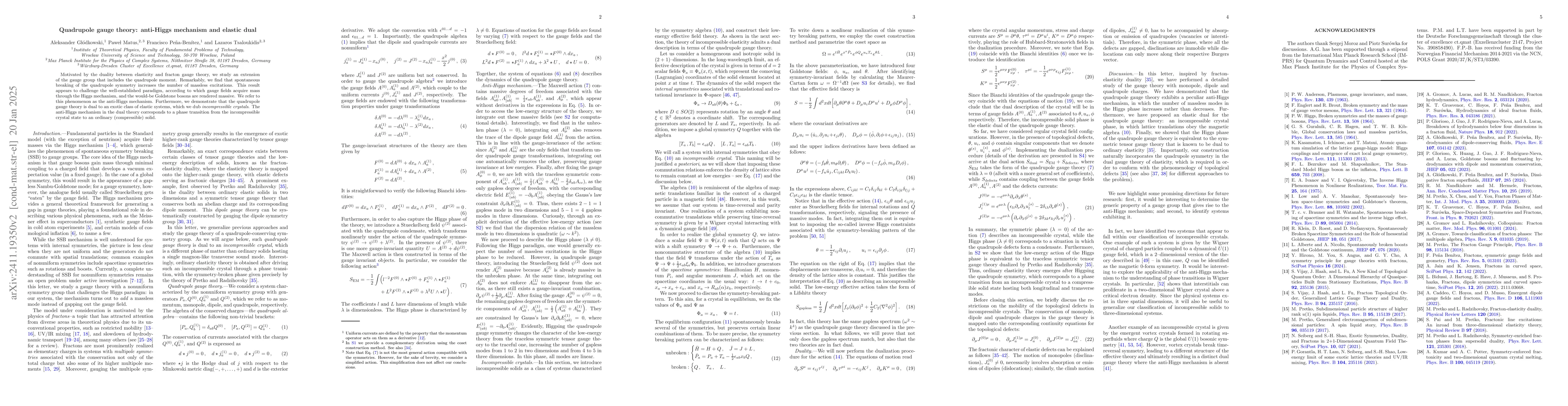 Thumbnail for Quadrupole gauge theory: anti-Higgs mechanism and elastic dual