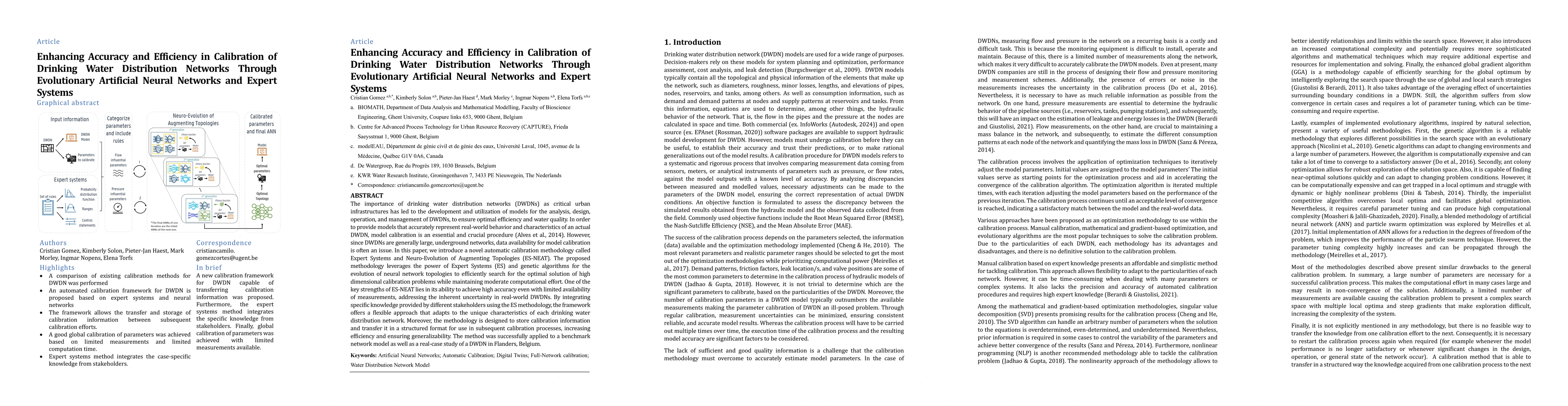 Thumbnail for Enhancing Accuracy and Efficiency in Calibration of Drinking Water
  Distribution Networks Through Evolutionary Artificial Neural Networks and
  Expert Systems