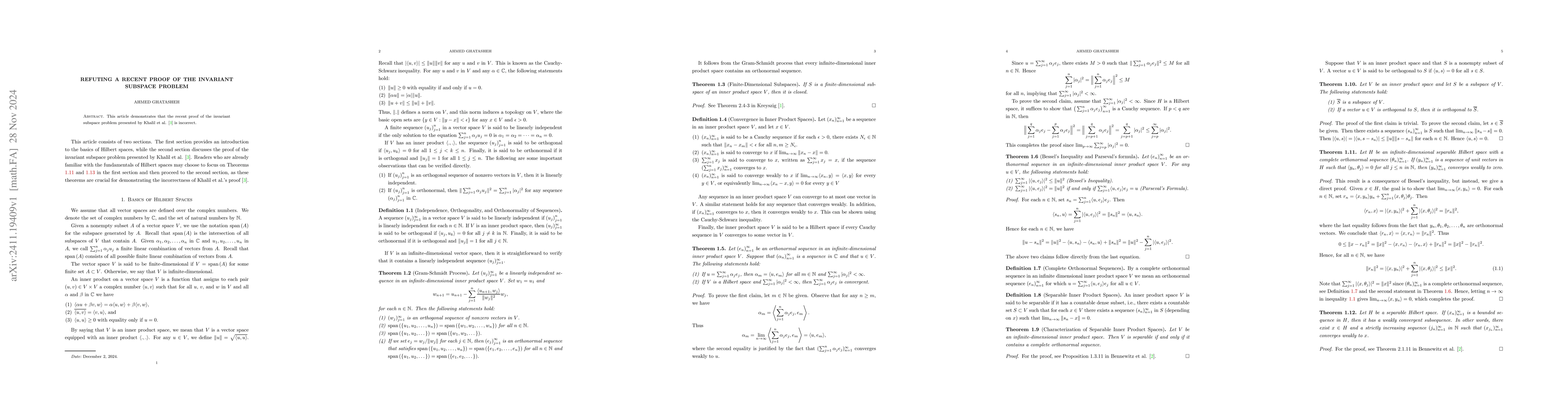 Thumbnail for Refuting a recent proof of the Invariant Subspace Problem